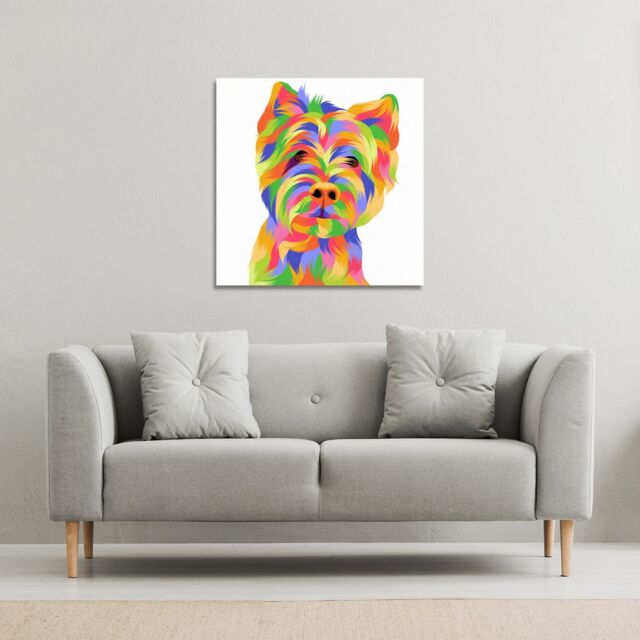 Benjamin Tate Design Amazing Illustration Dog (Canvas Print) / 101 x 101 x 4cm in Natural - Size: 101 x 101 x 4 cm - image 1