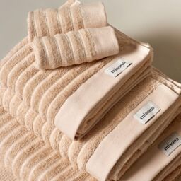 Misona Luxury Ribbed Bath Towel - 100% GOTS Cotton in Natural - thumbnail 3