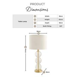 FurnitureboxUK Misha Glass & Brass Bubble Stack Pillar Table Lamp in White - thumbnail 9