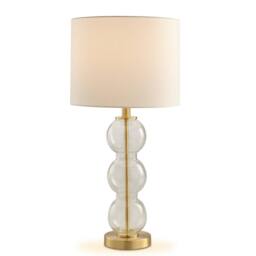 FurnitureboxUK Misha Glass & Brass Bubble Stack Pillar Table Lamp in White - thumbnail 5