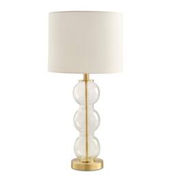 FurnitureboxUK Misha Glass & Brass Bubble Stack Pillar Table Lamp in White - thumbnail 4