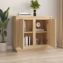 Berkfield Home Sideboard Sonoma Oak 80x34x75 cm Engineered Wood in Light Brown - Size: 80 x 34 x 75 cm - thumbnail 1