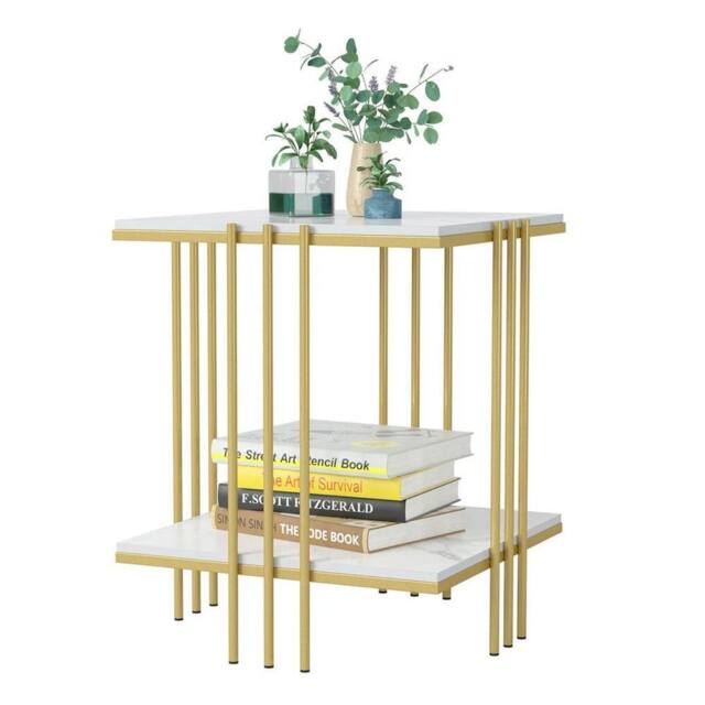 KORVIXA Marble Effect Coffee Table in White - Size: 0.6m2 - image 1