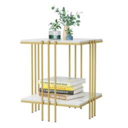 KORVIXA Marble Effect Coffee Table in White - Size: 0.6m2 - thumbnail 1