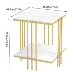KORVIXA Marble Effect Coffee Table in White - Size: 0.6m2 - thumbnail 2