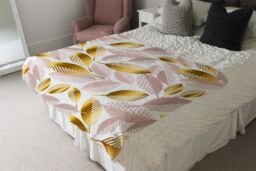 Benjamin Tate Design Pastel Rose & Gold Autumn Blanket in Natural - Size: 120 cm x 150 cm - thumbnail 3