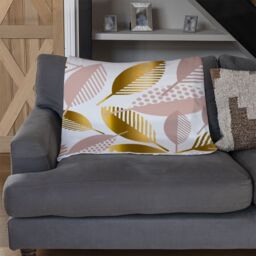 Benjamin Tate Design Pastel Rose & Gold Autumn Blanket in Natural - Size: 120 cm x 150 cm - thumbnail 2