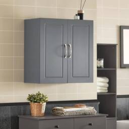 FORGEVIO Kitchen Wall Cabinet, Wall Mounted Storage Cupboard in Grey - thumbnail 1