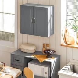 FORGEVIO Kitchen Wall Cabinet, Wall Mounted Storage Cupboard in Grey - thumbnail 5