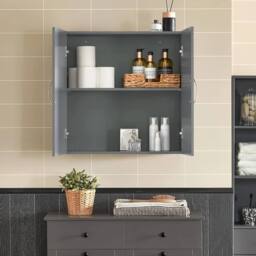 FORGEVIO Kitchen Wall Cabinet, Wall Mounted Storage Cupboard in Grey - thumbnail 6