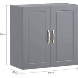 FORGEVIO Kitchen Wall Cabinet, Wall Mounted Storage Cupboard in Grey - thumbnail 2