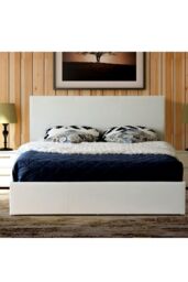 Modernique Leather Ottoman Storage Bed with Wooden Slatted Gas Liftup Base in Off-White - Size: Single - thumbnail 5