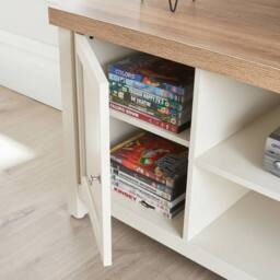 Home Source Console TV Stand Television Unit Oak Coffee Solid Bookcase 36mm Top in White - thumbnail 5