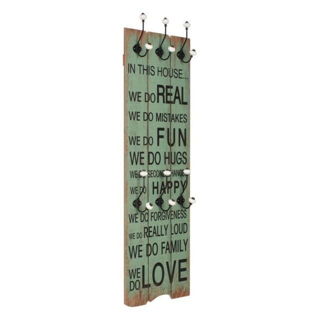Berkfield Home Wall-mounted Coat Rack with 6 Hooks 120x40 cm HAPPY LOVE - image 1