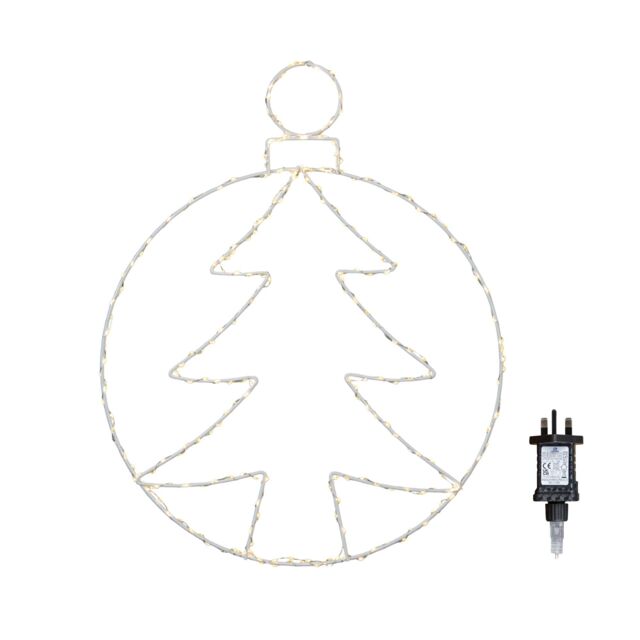 Samuel Alexander 48cm x 38cm Light up Hanging Christmas Tree Bauble with 250 White LEDs - Size: 48 cm x 38 cm - image 1