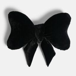 OHS Bow Shaped Velvet Scatter Cushion Xmas Decorative Plush Pillow in Black - thumbnail 3