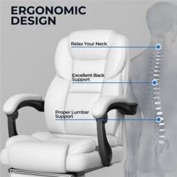 VOGREX White Executive Office Chair Footrest Linkage Armrest - thumbnail 3