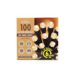 Voltico 100 LED Battery Operated Timer Lights Black Wire in Warm White - Size: 10m - thumbnail 2