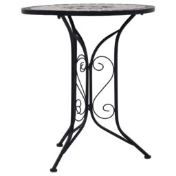Berkfield Home Mosaic Bistro Table Grey 61cm Ceramic - thumbnail 3