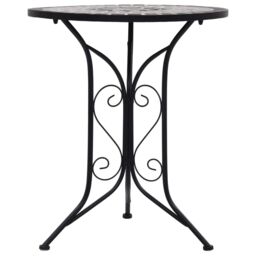 Berkfield Home Mosaic Bistro Table Grey 61cm Ceramic - thumbnail 2