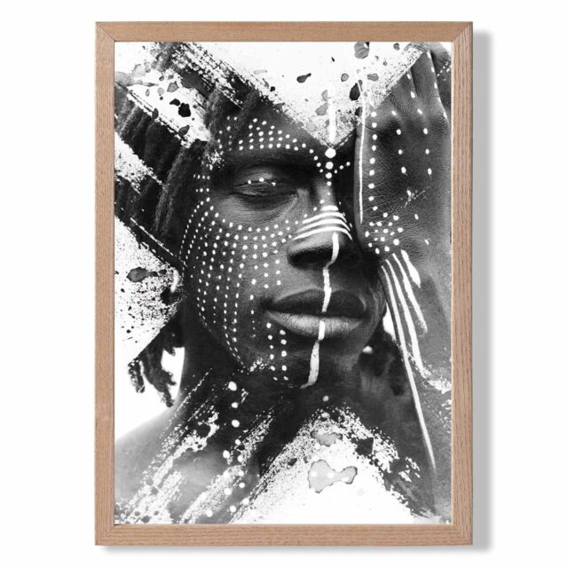 ARTZE Strong Man Fashion Black & White Photo Framed Print SIZE: A4 with Oak Frame - image 1