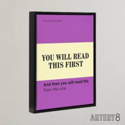 "Artery8 You Will Read This First Purple Simple Modern Framed Canvas Art Print - Size: W12"" x H16""" - thumbnail 2