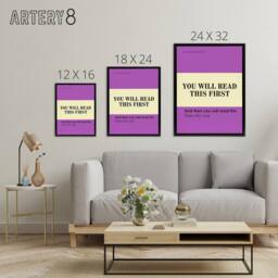 "Artery8 You Will Read This First Purple Simple Modern Framed Canvas Art Print - Size: W12"" x H16""" - thumbnail 4