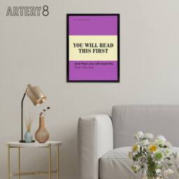 "Artery8 You Will Read This First Purple Simple Modern Framed Canvas Art Print - Size: W12"" x H16""" - thumbnail 3