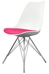 Fusion Living Soho Plastic Dining Chair with Chrome Metal Legs in Bright Pink - thumbnail 2