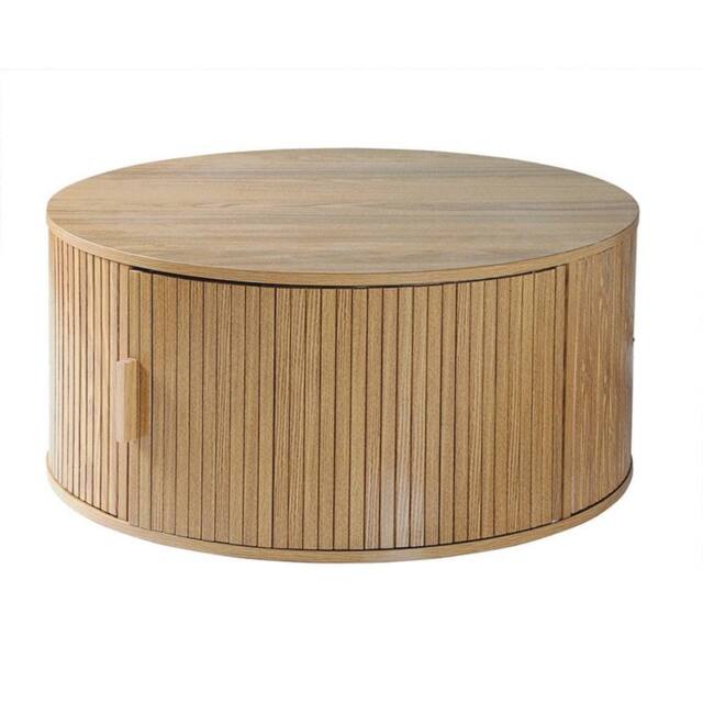 CALICOSY Round Coffee Table With Storage, 75 Cm Diameter - ERNEST in Light Brown - image 1