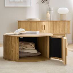 CALICOSY Round Coffee Table With Storage, 75 Cm Diameter - ERNEST in Light Brown - thumbnail 4