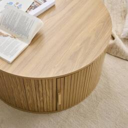 CALICOSY Round Coffee Table With Storage, 75 Cm Diameter - ERNEST in Light Brown - thumbnail 3