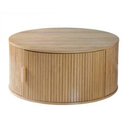 CALICOSY Round Coffee Table With Storage, 75 Cm Diameter - ERNEST in Light Brown