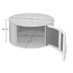 CALICOSY Round Coffee Table With Storage, 75 Cm Diameter - ERNEST in Light Brown - thumbnail 6