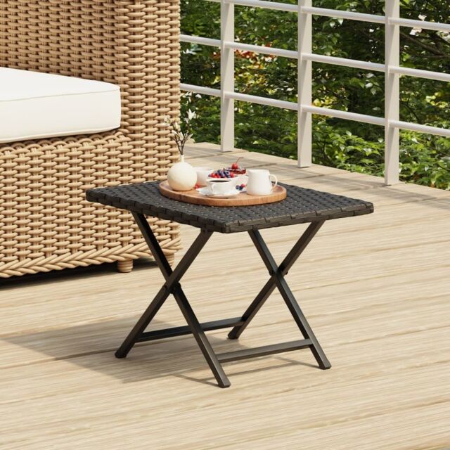 Berkfield Home Folding Table Black 45x35x32 cm Poly Rattan - Size: 45 x 35 x 32 cm - image 1