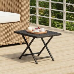 Berkfield Home Folding Table Black 45x35x32 cm Poly Rattan - Size: 45 x 35 x 32 cm - thumbnail 1