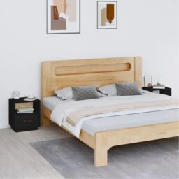 Berkfield Home Bedside Cabinets 2 pcs Black 40x34x45 cm Solid Wood Pine - Size: 40 x 34 x 45 cm - thumbnail 1