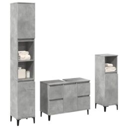 Berkfield Home 3 Piece Bathroom Furniture Set Concrete Grey Engineered Wood - thumbnail 1