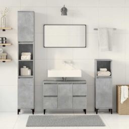 Berkfield Home 3 Piece Bathroom Furniture Set Concrete Grey Engineered Wood - thumbnail 3