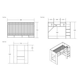 Flair Wizard L Shaped Bunk Bed in White - Size: Single - thumbnail 5