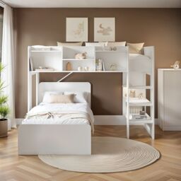 Flair Wizard L Shaped Bunk Bed in White - Size: Single - thumbnail 2