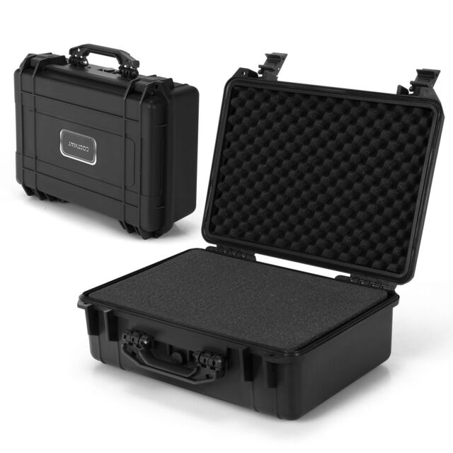 Costway 56 x 44 x 22 cm Waterproof Hard Case Flight Storage Secure Box Camera Protection W/ Foam Insert in Black - image 1