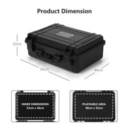 Costway 56 x 44 x 22 cm Waterproof Hard Case Flight Storage Secure Box Camera Protection W/ Foam Insert in Black - thumbnail 2