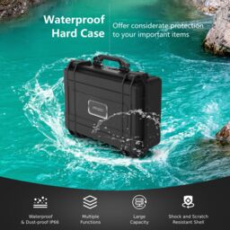 Costway 56 x 44 x 22 cm Waterproof Hard Case Flight Storage Secure Box Camera Protection W/ Foam Insert in Black - thumbnail 6