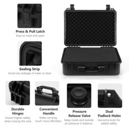 Costway 56 x 44 x 22 cm Waterproof Hard Case Flight Storage Secure Box Camera Protection W/ Foam Insert in Black - thumbnail 3