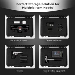 Costway 56 x 44 x 22 cm Waterproof Hard Case Flight Storage Secure Box Camera Protection W/ Foam Insert in Black - thumbnail 5