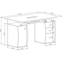 RayGar Wicklow Computer Desk with Storage Cabinet & 3 Drawers in Brown - Size: 1 Pack - thumbnail 3