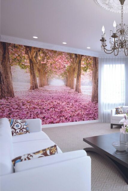 Origin Murals Blossom Trees Wall Mural in Rose - Size: W350 cm x H280 cm - image 1