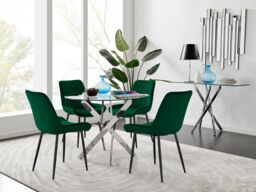 FurnitureboxUK Novara 100cm Round Dining Table & 4 Pesaro Black Leg Chairs in Green - thumbnail 1