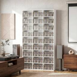 EONLION 500 DVD Storage Unit, Blu-ray Media Storage Shelf in White - Size: 100 cm - thumbnail 1